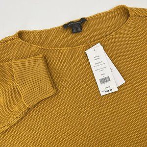 New FRENCH CONNECTION Golden Yellow Oversized Cropped Knit Pullover Sweater L